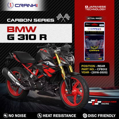 Crank1 Carbon Brake Pads For BMW G 310 R (2016-2020) - Rear - CFB312