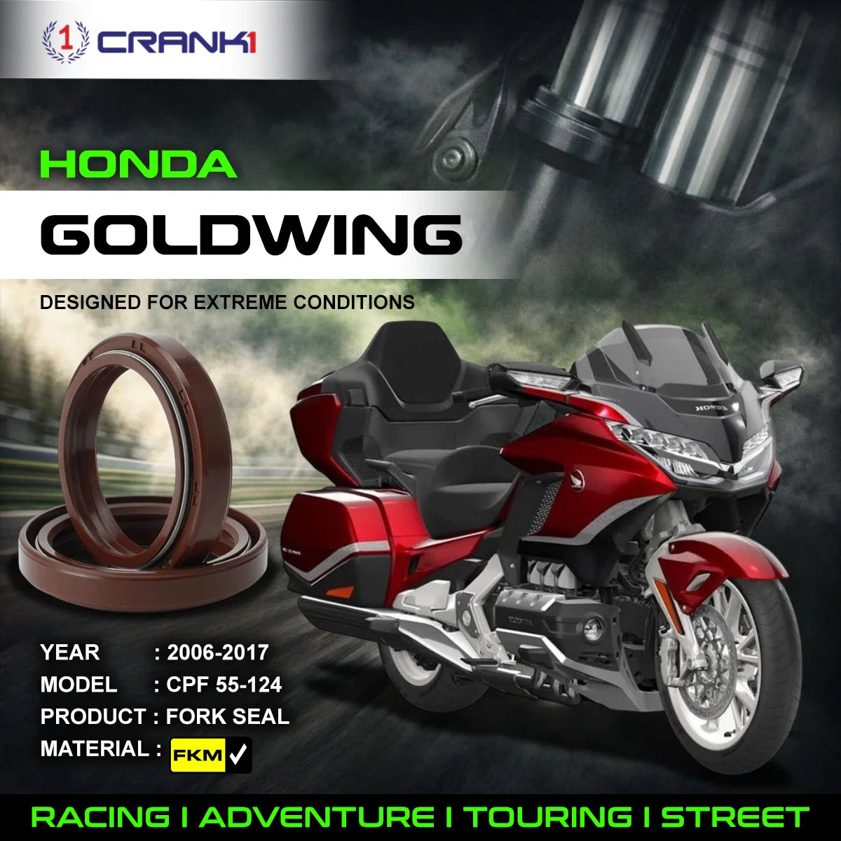 Crank1 Fork Oil Seals Pair For Honda Goldwing (2006-2017) - CPF55-124