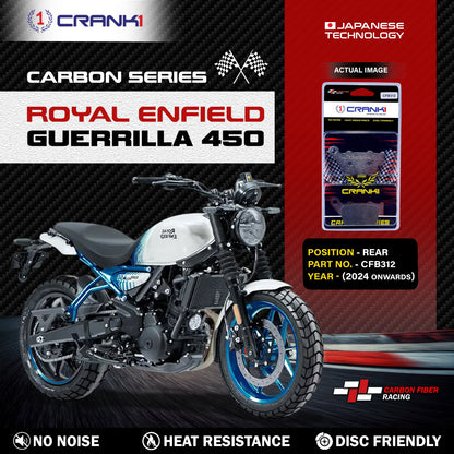 Crank1 Carbon Brake Pads For Royal Enfield Guerrilla 450 (2024 Onwards) - Rear - CFB312