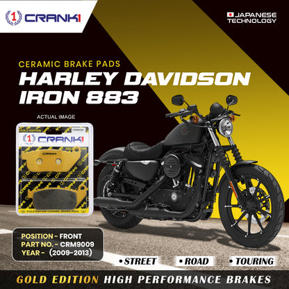 Crank1 Ceramic Brake Pads For Harley Davidson Iron 883 (2009-2013) - Front - CRM9009