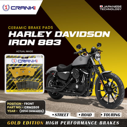 Crank1 Ceramic Brake Pads For Harley Davidson Iron 883 (2014 Onwards) - Front - CRM2809