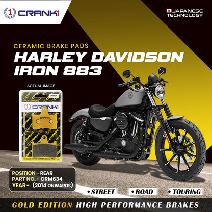 Crank1 Ceramic Brake Pads For Harley Davidson Iron 883 (2014 Onwards) - Rear - CRM634