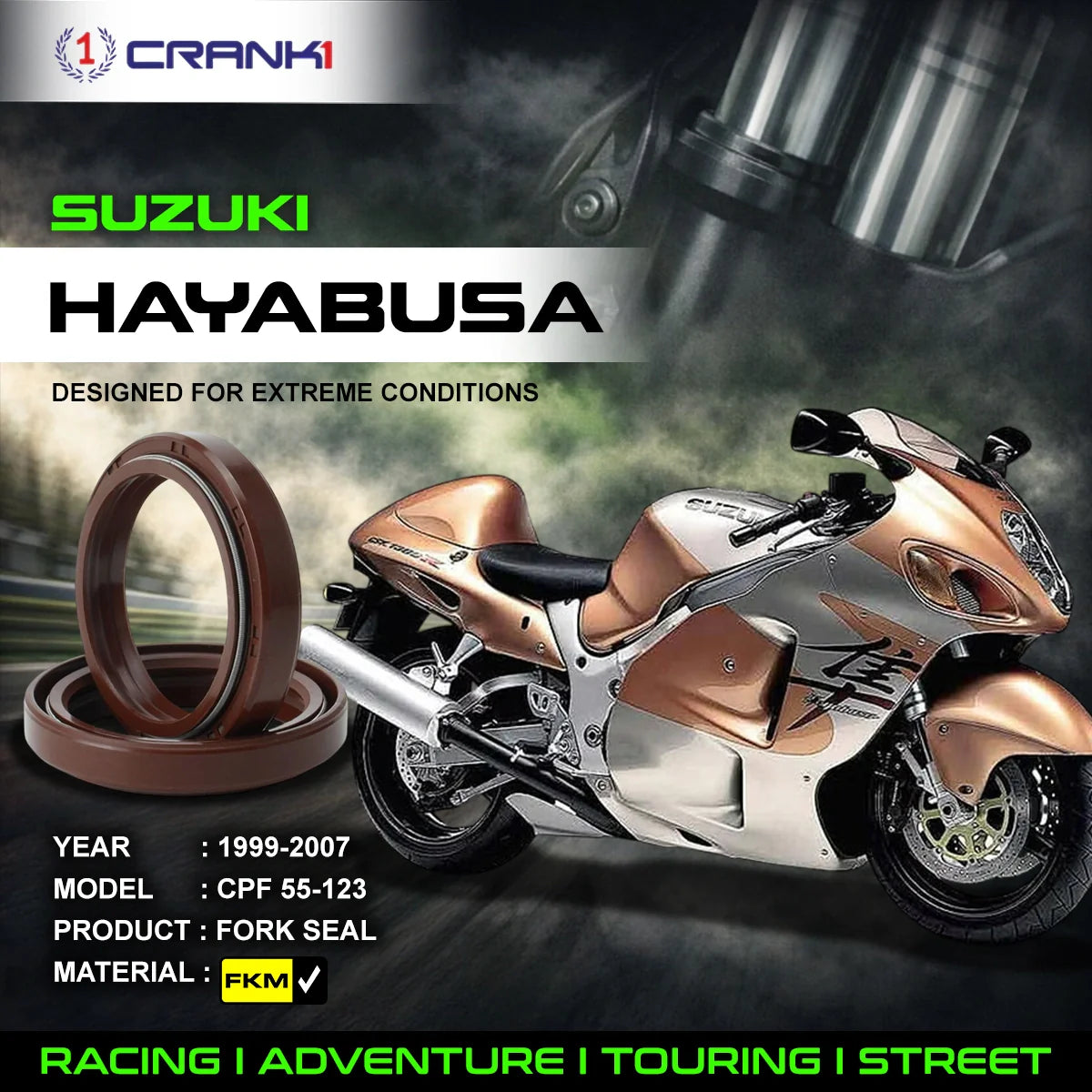 Crank1 Fork Oil Seals Pair For Suzuki Hayabusa (1999-2007) - CPF55-123