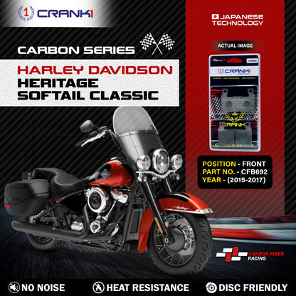 Crank1 Carbon Brake Pads For Harley Davidson Heritage Softail Classic (2015-2017) - Front - CFB692