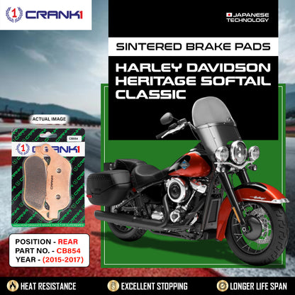 Crank1 Sintered Brake Pads For Harley Davidson Heritage Softail Classic (2015-2017) - Rear - CB854