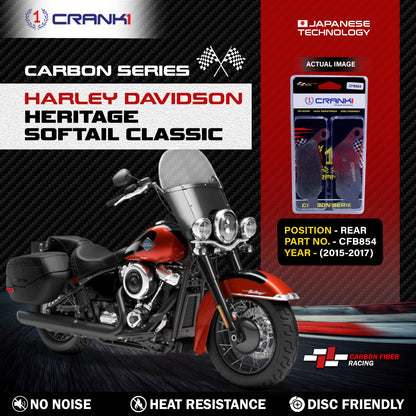 Crank1 Carbon Brake Pads For Harley Davidson Heritage Softail Classic (2015-2017) - Rear - CFB854