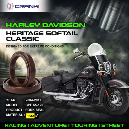 Crank1 Fork Oil Seals Pair For Harley Davidson Heritage Softail Classic (2004-2017) - CPF55-129