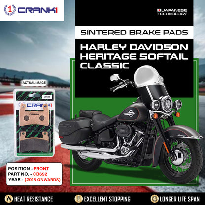 Crank1 Sintered Brake Pads For Harley Davidson Heritage Softail Classic (2018 Onwards) - Front - CB692