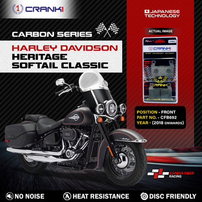 Crank1 Carbon Brake Pads For Harley Davidson Heritage Softail Classic (2018 Onwards) - Front - CFB692