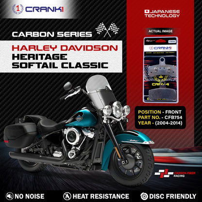 Crank1 Carbon Brake Pads For Harley Davidson Heritage Softail Classic (2004-2014) - Front - CFB754