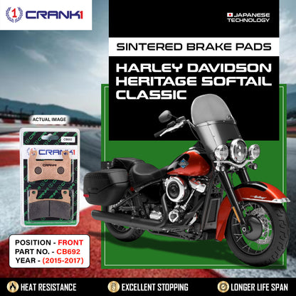 Crank1 Sintered Brake Pads For Harley Davidson Heritage Softail Classic (2015-2017) - Front - CB692