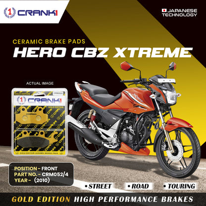 Crank1 Ceramic Brake Pads For Hero CBZ Xtreme (2010) - Front - CRM052/4