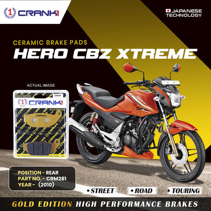 Crank1 Ceramic Brake Pads For Hero CBZ Xtreme (2010) - Rear - CRM281