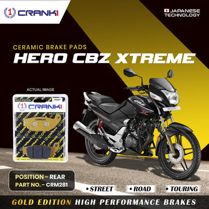 Crank1 Ceramic Brake Pads For Hero CBZ Xtreme - Rear - CRM281