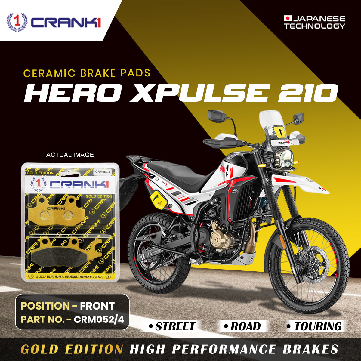 Crank1 Ceramic Brake Pads For Hero Xpulse 210  - Front - CRM052/4