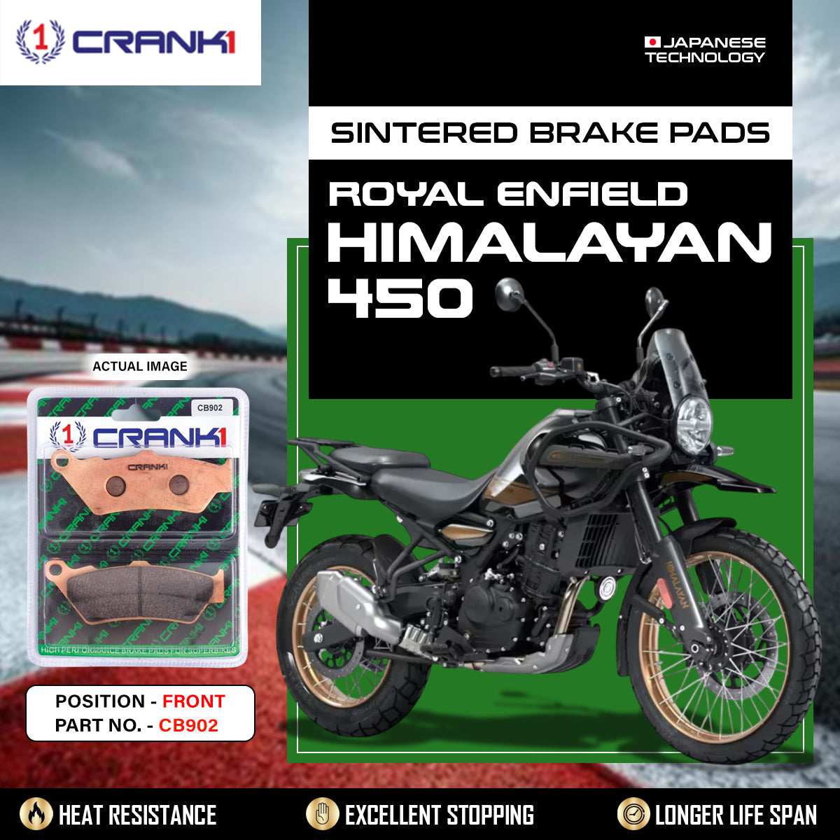 Crank1 Sintered Brake Pads For Royal Enfield Himalayan 450 - Front - CB902