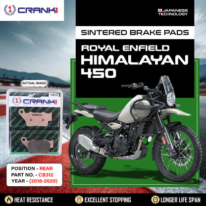Crank1 Sintered Brake Pads For Royal Enfield Himalayan 450 (2018-2020) - Rear - CB312
