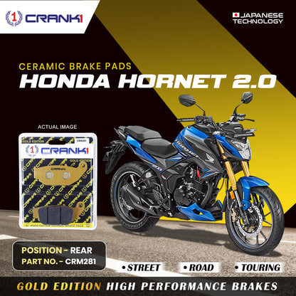 Crank1 Ceramic Brake Pads For Honda Hornet 2.0 - Rear - CRM281