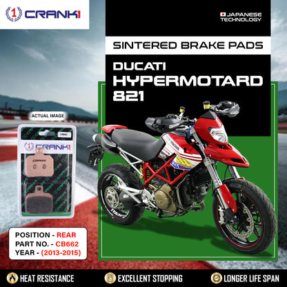 Crank1 Sintered Brake Pads For Ducati Hypermotard 821 (2013-2015) - Rear - CB662