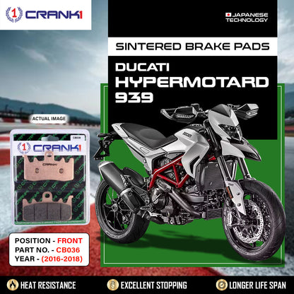 Crank1 Sintered Brake Pads For Ducati Hypermotard 939 (2016-2018) - Front - CB036 - 2 Sets