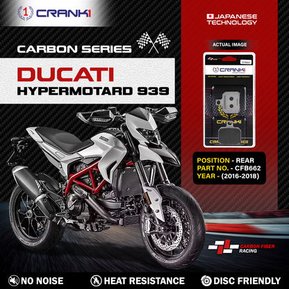 Crank1 Carbon Brake Pads For Ducati Hypermotard 939 (2016-2018) - Rear - CFB662