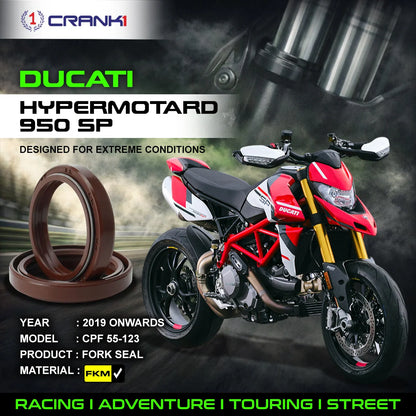 Crank1 Fork Oil Seals Pair For Ducati Hypermotard 950 SP (2019 Onwards) - CPF55-123