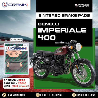 Crank1 Sintered Brake Pads For Benelli Imperiale 400 (2020 Onwards) - Rear - CB896