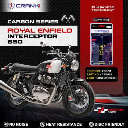 Crank1 Carbon Brake Pads For Royal Enfield Interceptor 650 (2018 Onwards) - Front - CFB902
