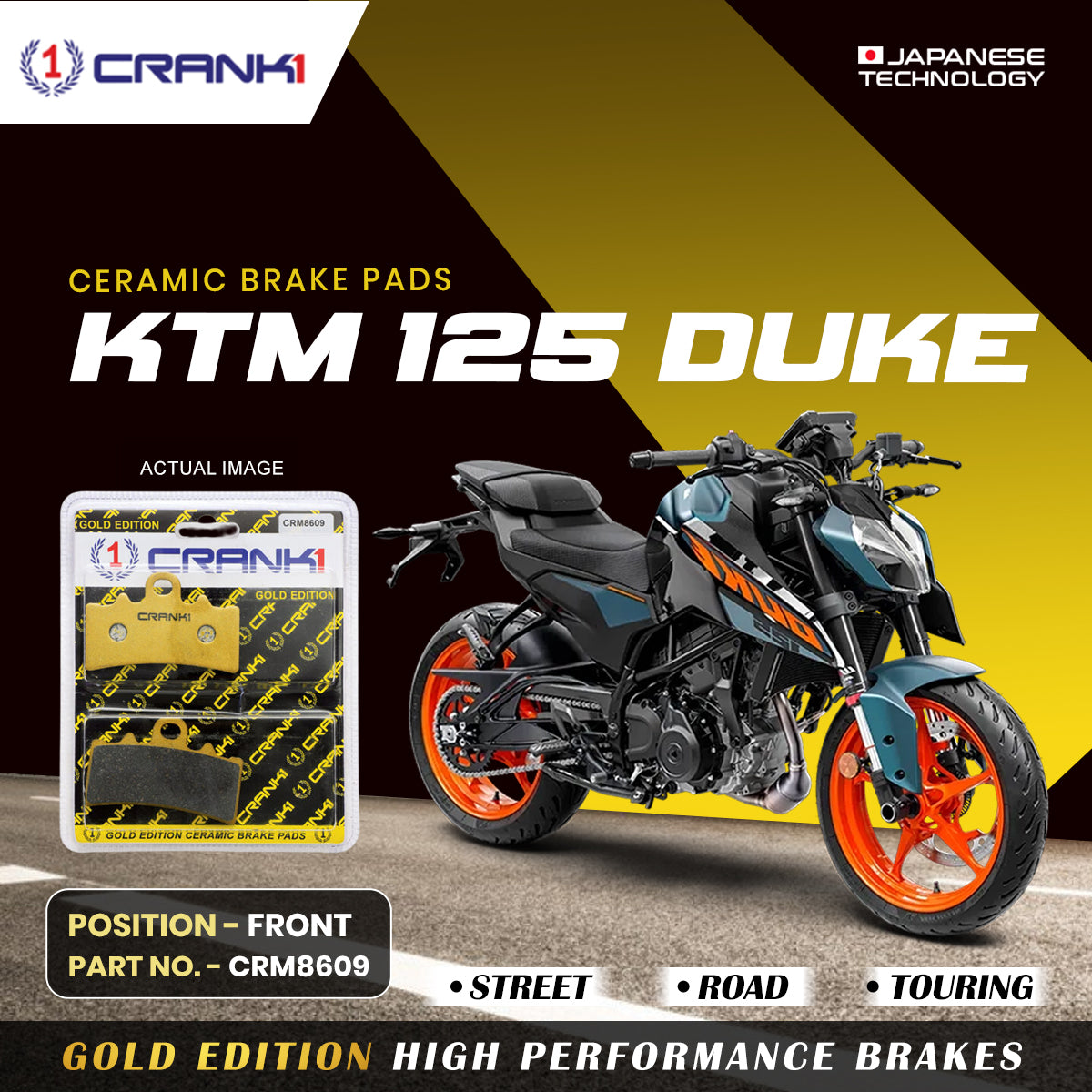 Crank1 Ceramic Brake Pads For KTM 125 Duke - Front - CRM8609