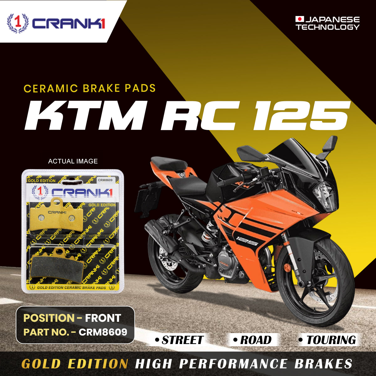Crank1 Ceramic Brake Pads For KTM RC 125 - Front - CRM8609