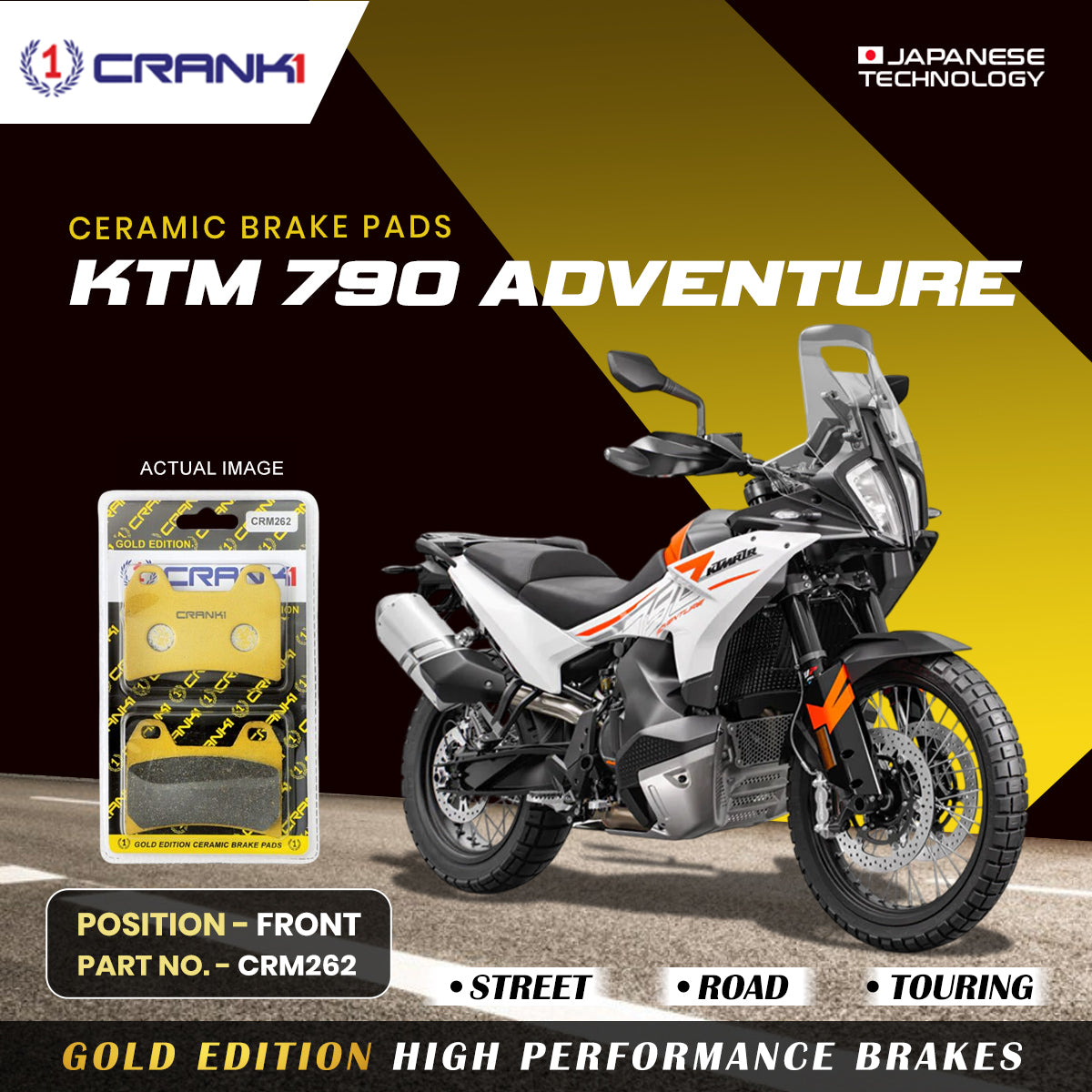 Crank1 Ceramic Brake Pads For KTM 790 Adventure - Front - CRM262 - 2 Sets