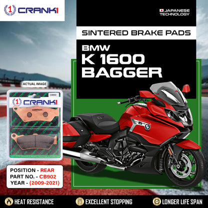 Crank1 Sintered Brake Pads For BMW K 1600 Bagger (2009-2021) - Rear - CB902