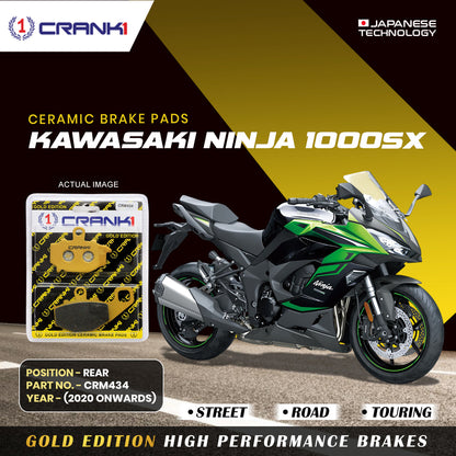 Crank1 Ceramic Brake Pads For Kawasaki Ninja 1000SX (2020 Onwards) - Rear - CRM434
