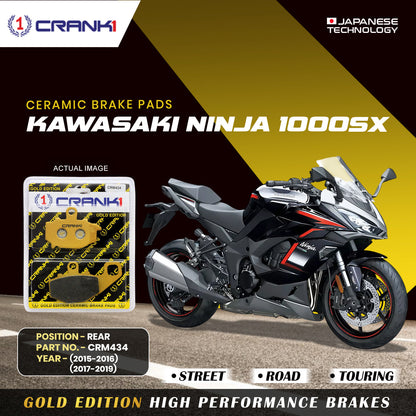 Crank1 Ceramic Brake Pads For Kawasaki Ninja 1000SX (2015-2016) (2017-2019) - Rear - CRM434