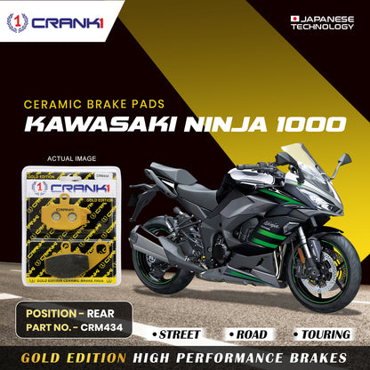 Crank1 Ceramic Brake Pads For Kawasaki Ninja 1000 - Rear - CRM434