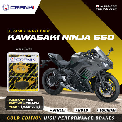 Crank1 Ceramic Brake Pads For Kawasaki Ninja 650 (2006-2016) - Rear - CRM434