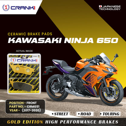 Crank1 Ceramic Brake Pads For Kawasaki Ninja 650 (2017 Onwards) - Front - CRM651 - 2 Sets