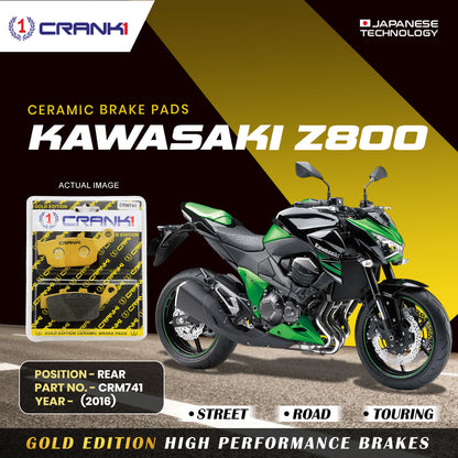 Crank1 Ceramic Brake Pads For Kawasaki Z800 (2016) - Rear - CRM741