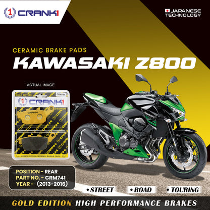 Crank1 Ceramic Brake Pads For Kawasaki Z800 (2013-2016) - Rear - CRM741 - 1 Set