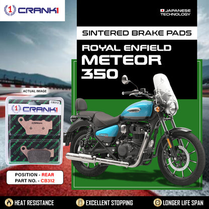 Crank1 Sintered Brake Pads For Royal Enfield Meteor 350 - Rear - CB312