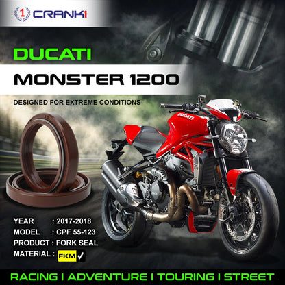 Crank1 Fork Oil Seals Pair For Ducati Monster 1200 (2017-2018) - CPF55-123