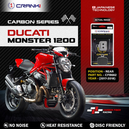 Crank1 Carbon Brake Pads For Ducati Monster 1200 (2017-2018) - Rear - CFB662