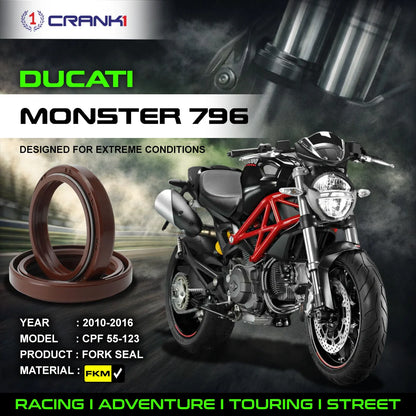 Crank1 Fork Oil Seals Pair For Ducati Monster 796 (2010-2016) - CPF55-123