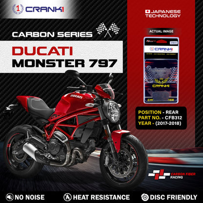 Crank1 Carbon Brake Pads For Ducati Monster 797 (2017-2018) - Rear - CFB312