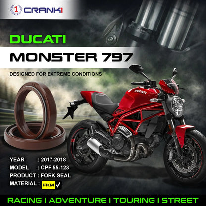 Crank1 Fork Oil Seals Pair For Ducati Monster 797 (2017-2018) - CPF55-123