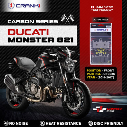 Crank1 Carbon Brake Pads For Ducati Monster 821 (2014-2017) - Front - CFB036 - 2 Sets
