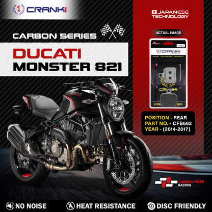Crank1 Carbon Brake Pads For Ducati Monster 821 (2014-2017) - Rear - CFB662