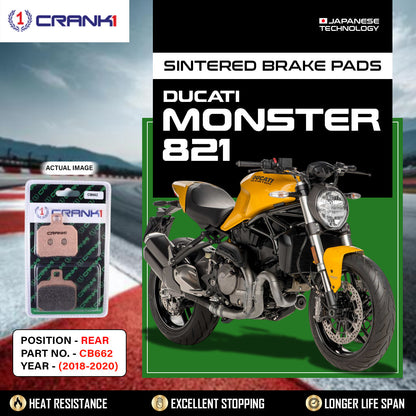 Crank1 Sintered Brake Pads For Ducati Monster 821 (2018-2021) - Rear - CB662