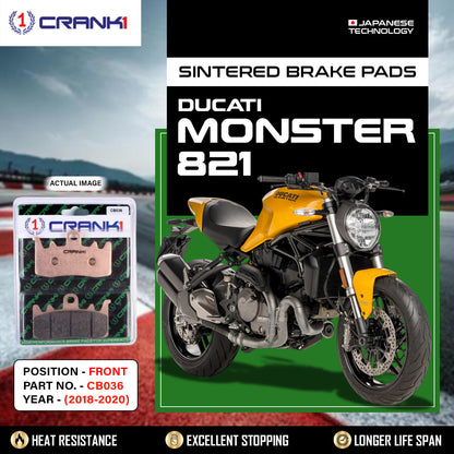 Crank1 Sintered Brake Pads For Ducati Monster 821 (2018-2020) - Front - CB036 - 2 Sets