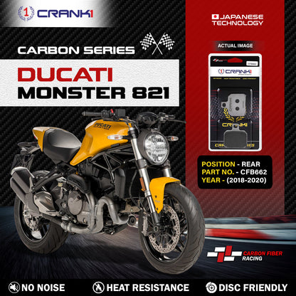 Crank1 Carbon Brake Pads For Ducati Monster 821 (2018-2020) - Rear - CFB662